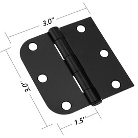 Zion Round & Square Matte Black Hinges - Bundles (6 Pack)