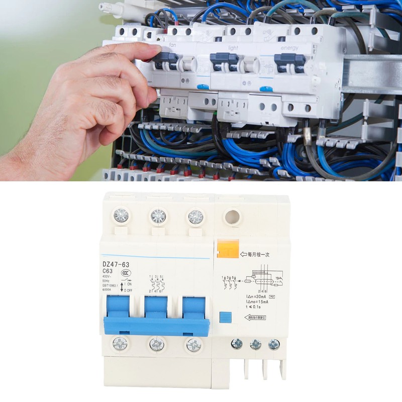3P+N Miniature Circuit Breaker Ground Fault Leakage Overload Protection Switch