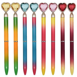 Maydahui 20 PCS Colorful Heart Shaped Ballpoint Pens Retractable Bling Rhinestones Pen Black Ink for Girls School Office Party