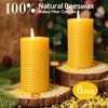 3 Pack Natural Beeswax Pillar Candles,Handmade Pure Beeswax Rolled Candle-60