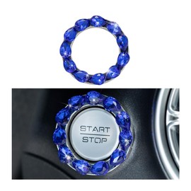 Mandark Bling Car Engine Start Ring Decal, Crystal Rhinestone Vehicle Push Start Button Sticker, Sparkling Automotive Interior Key Ignition Knob Ring Accessories, Universal for Most Cars (Blue)