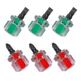 6 PCS Mini Stubby Screwdriver,3Pcs Mini Flat Head and 3Pcs Cross Head Short, Sewing Machine Screwdriver for Snarrow Place (Red+Green)