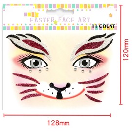 Face Art Stickers Bunny Rabbit Dress-up Glittery Forest Animals Stage Makeup Face Sparkling Party Face Sticker 2PCS