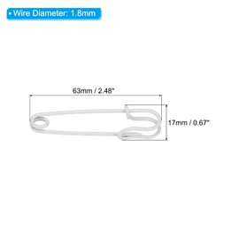 MECCANIXITY Safety Pins 2.48 Inch Large Metal Sewing Pins for Blankets Skirts Crafts Brooch Making White 20Pcs