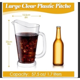 Tioncy 12 Pcs 57.5 oz Clear Plastic Water Pitcher