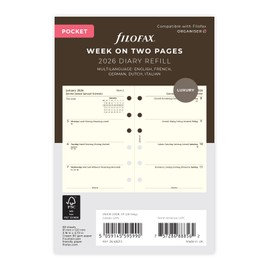 Filofax Pocket week on two cotton cream 5 language 2026 diary 26-68213