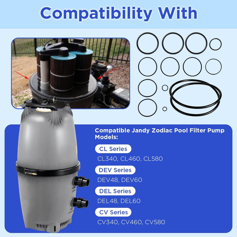 R0357800 R0358000 O-Ring Kit for Jandy Zodiac Filter, 1 Set