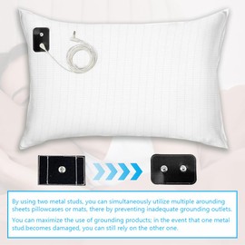 Grounding Pillowcase 20x28 inch, Conductive Mat for Better Sleep Healthy Earth Energy Grey Color with 15 ft Cords and Bracelet（UK Adapter） (White)