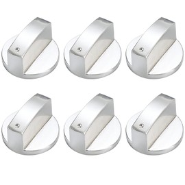 EIH1 6 pieces 6 mm switch knob, gas burner control button, burner replacement knob for burner temperature, ignition button for gas hob, zinc alloy, stove metal, yellow