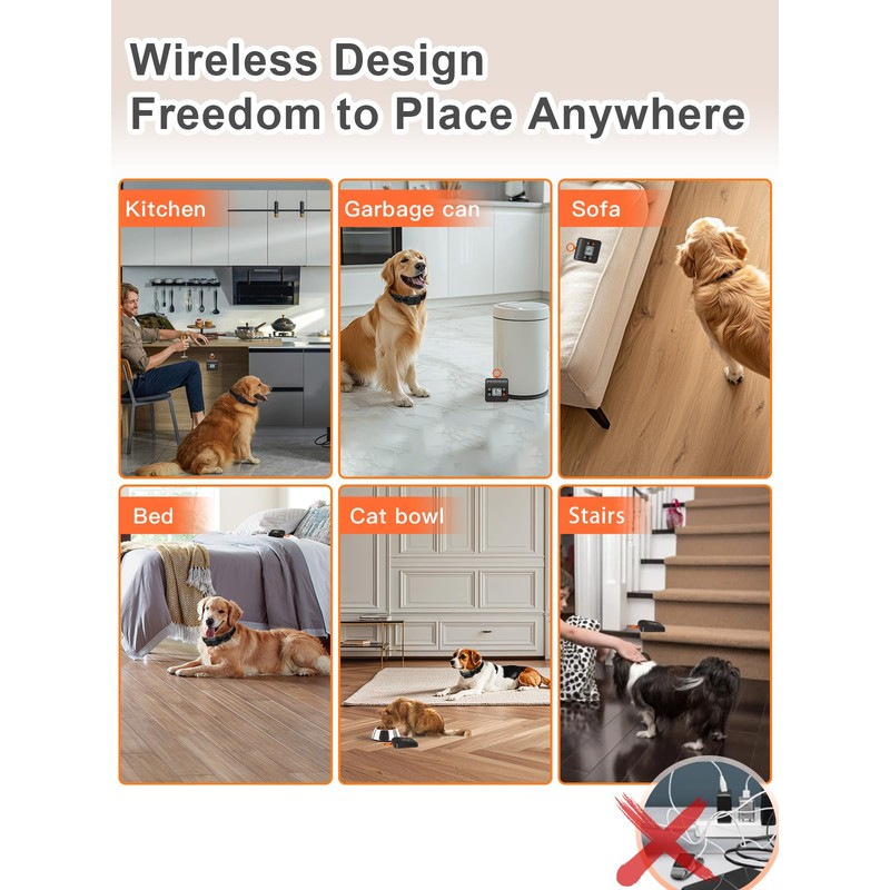 FLYSPEAR Wireless Pet Barrier - Rechargeable Indoor Barrier with 6