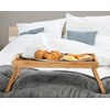 Greenco Bamboo Breakfast Tray Folding Legs with Handles, Bed Tray