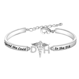 Hollp - Pulsera para higienista dental de graduación, regalo de graduación de She Believed She Could So She Did, regalo para higienista dental