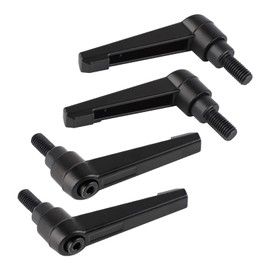 efuturetime Pack of 4 Clamping Lever Handles, M8-16 mm, Adjustable Clamping Levers Made of Carbon Steel, Clamping Lever External Thread Handle, Machine Handles, Black, 16 mm