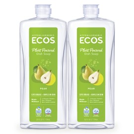 ECOS Dish Soap - Cuts Grease & Food Residue - No Harsh Chemicals - Hypoallergenic for Sensitive Skin - Biodegradable Formula, Recyclable Sustainable Liquid Dishwashing Soap - Natural Pear (Pack of 2)