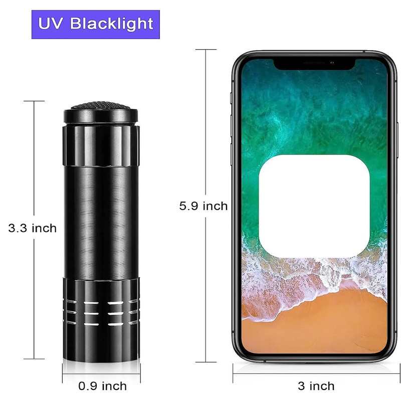 POCKETMAN Portable UV Flashlight 395-400nm Black Light Flashlights Ultraviolet Zoomable