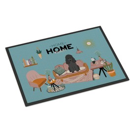 Caroline's Treasures CK7916MAT Black Poodle Sweet Home Doormat 18x27 Front Door Mat Indoor Outdoor Rugs for Entryway, Non Slip Washable Low Pile, 18H X 27W