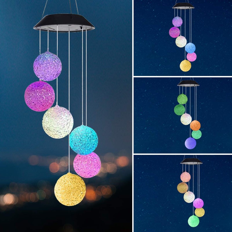 PAPRMA Wind Chime Light, LED Wind Chime, Solar, Waterproof, Solar