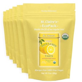 St. Claire’s Organic Sour Lemon Tart Candies – 6-Pack EcoPack, 3 oz Each | Certified Organic, Vegan, Gluten-Free, Allergen-Free, Non-GMO, Low Calorie, Plant-Based | Made in USA