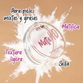 PINK UP | Matte HD | Polvo Compacto HD | Matificante | Para Pieles Mixtas | Controla el brillo en la piel del rostro | Maquillaje | Polvo traslucido |