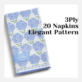 Two's Company Hydrangea 3-Ply Paper Napkins - Elegant Floral Design Guest Towel/Dinner Napkin Set, 20 Pack - Perfect for Special Occasions and Everyday Use