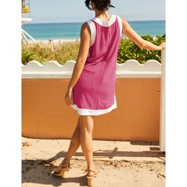 synound Women’s 2 Piece Sets Boho Color Block Dress Summer Casual Sleeveless Crewneck Tops Shorts Matching Set with Pockets Rose