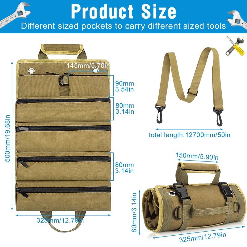 Tool Roll Bag 32 x 15 cm Multi-Purpose Tool Roll