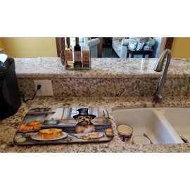 Caroline's Treasures DAC1745DDM Border Terrier Fall Kitchen Pumpkins Dish Drying Mat Absorbent Dish Drying Mat Pad for Kitchen Counter Dish Drainer Mat for Countertop, 14 x 21", Multicolor