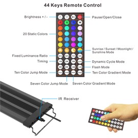 WOINO 30-40 Inch RGB LED Aquarium Fish Tank Light with 44 Keys IR Remote Controller for Freshwater Saltwater, UL-Listed Power Supply