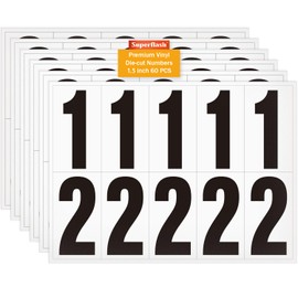 1.5 inch Self Adhesive Numbers for Mailbox, House Numbers, Reflective Mailbox Number, Trash Cans Numbers, for Outside, 60 PCS (Black/White)