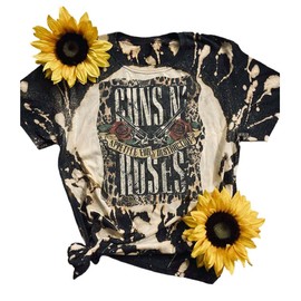 Rock Music Bleached T-Shirt Women Vintage Graphic Rock Concert Band Tee Tops Casual Band Music Lovers T-Shirt (M, Gray)