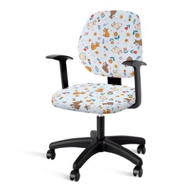 Wanzuoeng Office Chair Protectors Covers, Capybara Flower Print Computer Desk Chair Cover Standard Size, Decorative Stretchable Office Arm Chair Covers Slipcover