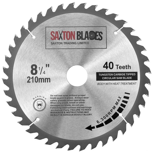 Saxton TCT Circular Wood Saw Blade 210mm x 30mm x 40T for Festool Bosch Makita Dewalt fits 216mm saws