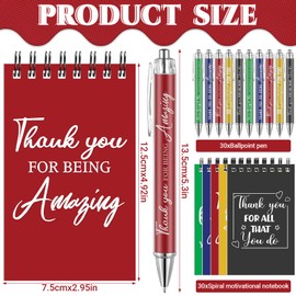 Gueevin 30 Set Bulk CNA Week Gift for Employee 30 Inspirational Notes 30 Appreciation Pens 30 Motivational Keychains