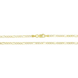 14K Gold Plated Silver Two Tone 2.60mm Diamond Cut Figaro Chain for Men with Lobster Claw Clasp | 20" Necklace | 925 Figaro Necklace For Men and Women