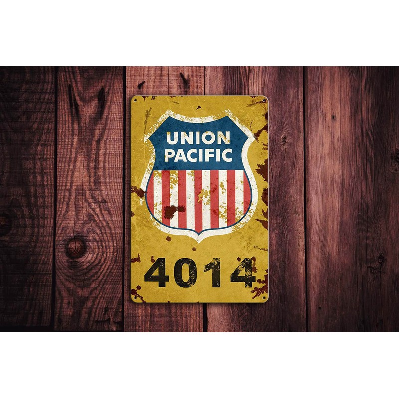 BAYABU Union Pacific Railway Logo Train Railroad Rustic Retro Wall