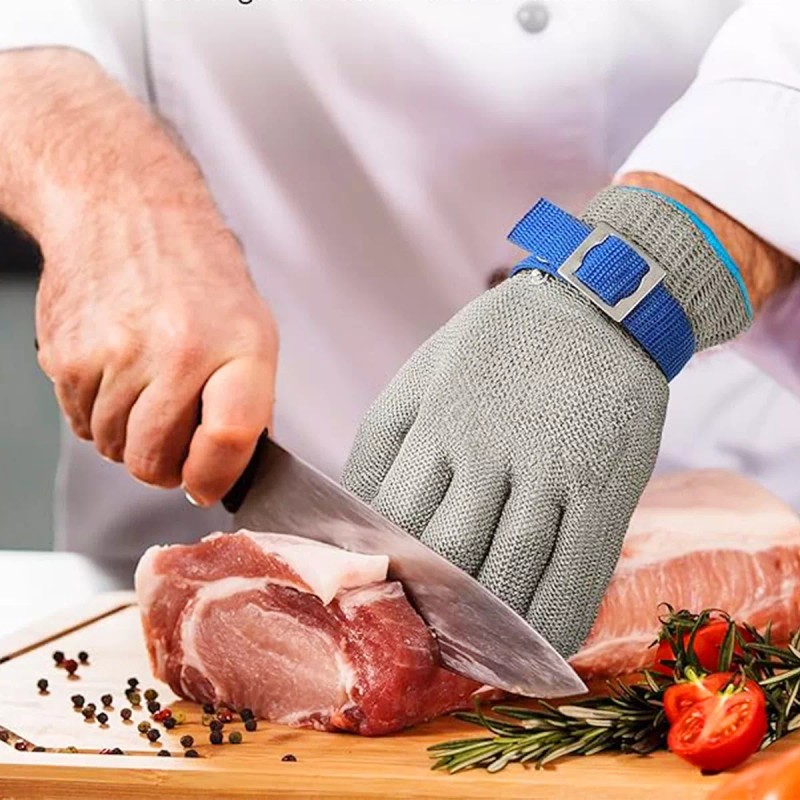 Cuero Guantes De Carnicero De Acero Inoxidable, Nivel 5 Anticortes