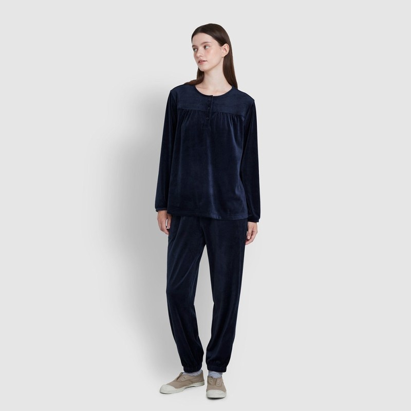 JAJU [JAJU/자주] 여 밍크 플리스 셔링 파자마 팬츠_네이비 [JAJU] Women's