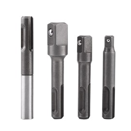 4pcs Drill Bit Holder Extension Connector, SDS Plus Shank to 1/4" Hex Socket Adaptor and 1/4" 3/8" 1/2" Squares Drill Bit Holder Extension Connector for Screws, Nuts, Any Drill and Handheld Driver