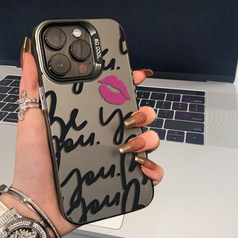 Funda Personalizada De Silicona Con Labios Rojos Y Letras Graffiti