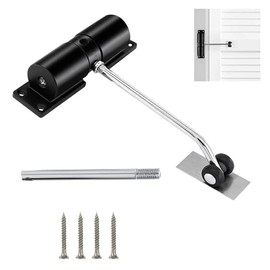 Door Closer Automatic Door Closer Exterior Stainless Steel Spring Closer with 4 Screws and Adjustment Lever for Automatic Closing Various Doors (Black)