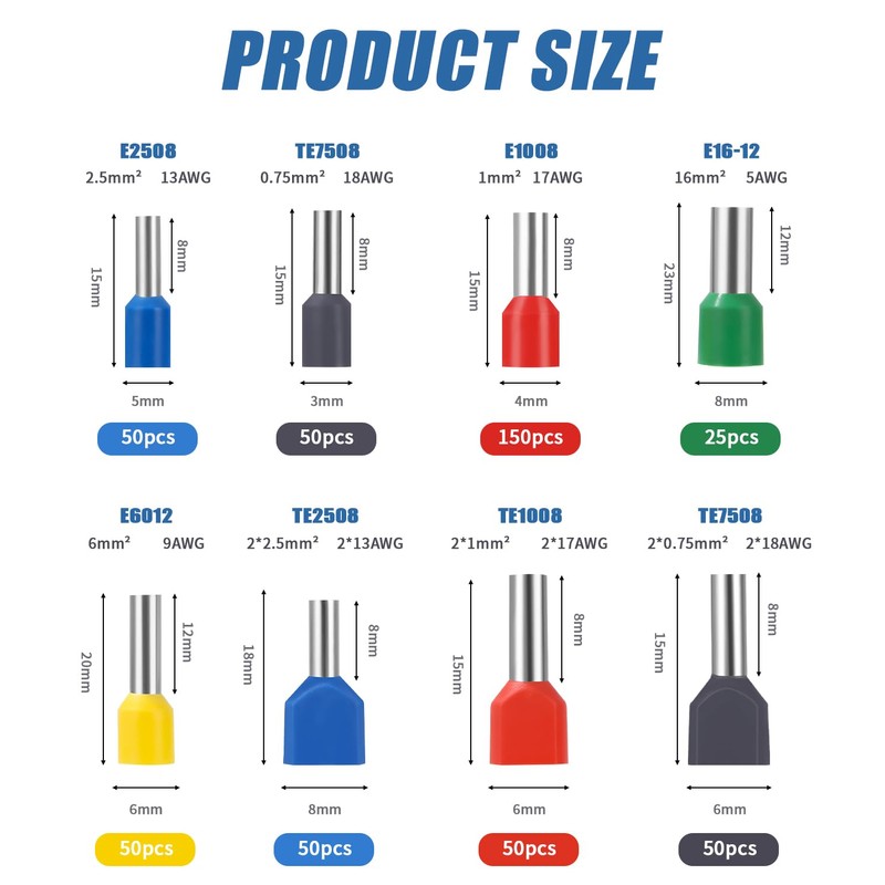 LEAZZLE 1200 Piece Wire End Ferrules Set, Twin Wire End