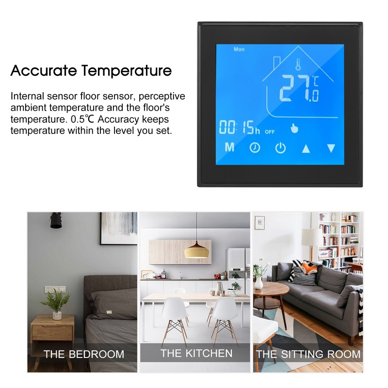 Thermostat Temperature Controller LCD Display Week Programmable for Electric Underfloor