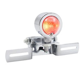 1PC Motorcycle Tail Light Red,12V Motorcycle Brake Stop Running Light Lamp with License Plate Holder Motorbike Rear Taillight Black Aluminum Alloy for Chopper Bobber Cafe Racer Bike(Silver)