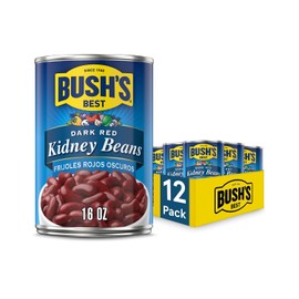 BUSH'S BEST 16 oz Canned Dark Red Kidney Beans, Source of Plant Based Protein and Fiber, Low Fat, Gluten Free, (Pack of 12)