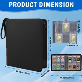 Graded Card Binder, 6 Pocket Slab Binder, Holds 60 Graded Slabs, Ringless PSA Cards Binders with Hand Strap and Side Label Pocket, PSA Slab Case, Premium Graded Card Holder for PSA, CGC Slabs