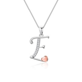 Mesovor 925 Sterling Silver Initial Necklace for Women, Classic 26 Letter Cubic Zirconia Hypoallergenic Necklace Jewelry Gifts for family Mother Sister Wife, 20 Inch Chain (E-Initial)
