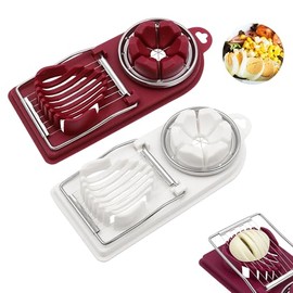 Cortador de huevos multiusos 2024, cortador multiusos 2 en 1, cortador de cocina multiusos para huevos hervidos, se puede utilizar para cortar huevos duros, queso, frutas, fresa, champiñones kiwis (2