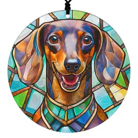 Dachshund Christmas Ornament - Faux Stained Glass Embossed Design Effect - 2025 Acrylic Decoration For Tree - Unique Dog Gift and Home Decor