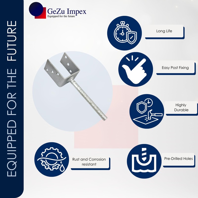 GeZu Impex® U-Post Support 101 mm U-Shape with Stone Pin