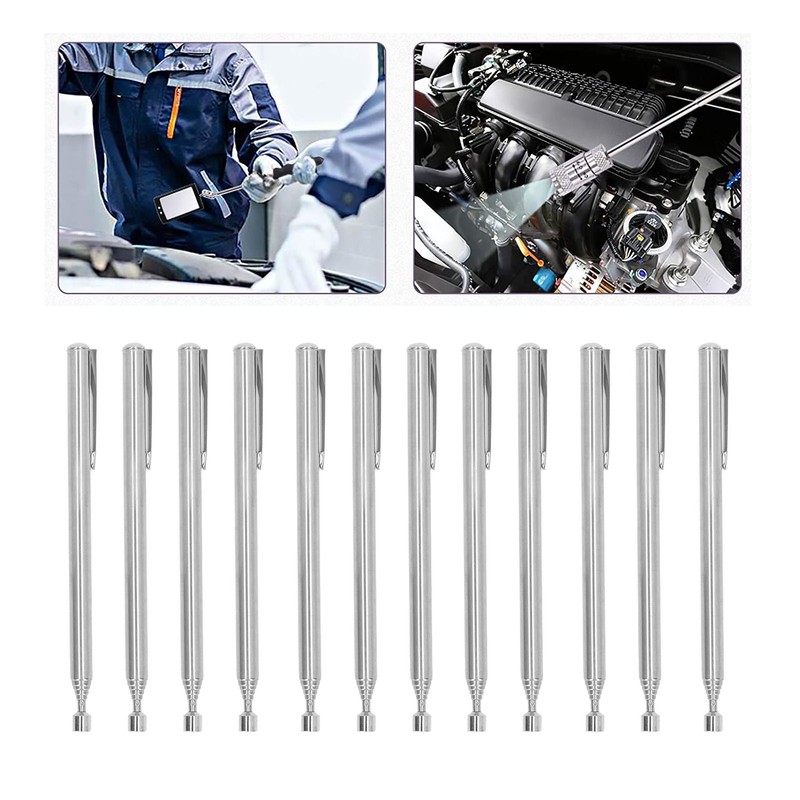 12PCS 2lbs Magnet Steel Sticks with Pocket Clip Telescopic Grabber